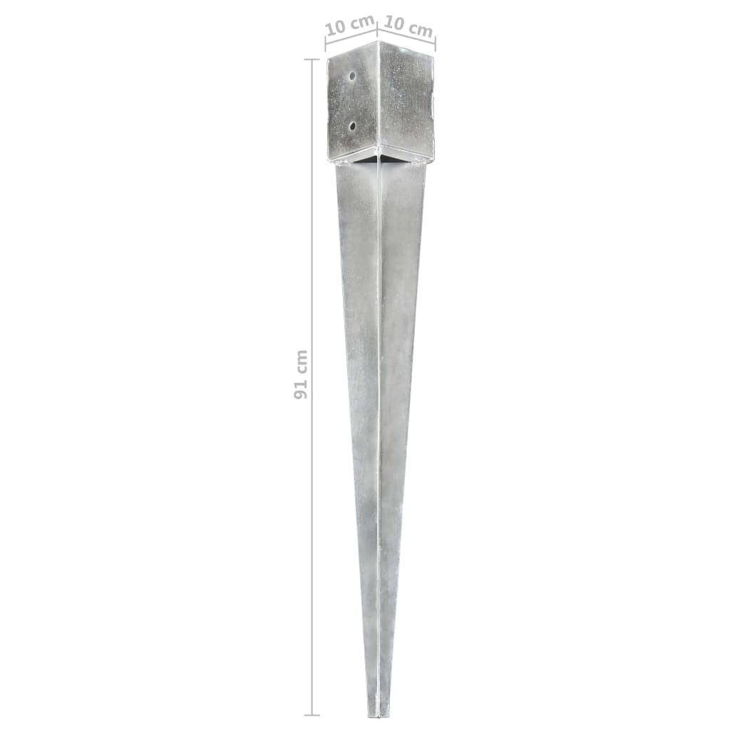 12 anclajes de suelo de 10 x 10 x 91 cm de acero galvanizado, para valla de jardín, arco de rosas y postes