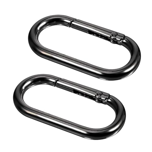 JIYIN 2 Stück Oval Spring Karabinerhaken Groβe, 1.96×0.98 Schwarz Metall Ringkarabiner Karabinerhaken Schlüsselring Spring Buckle Clip Schlüsselanhänger für DIY Geldbörsen Schlüsselkette Rucksack