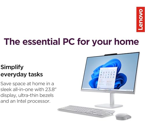 Image of Lenovo 24 inch FHD All-in-One Desktop Computer for Home & Office, Intel Processor, WiFi 6, HDMI, Business AIO, Vent-Hear, Wireless Keyboard & Mouse, Windows 11 (A100 24, 16GB RAM | 512GB SSD)