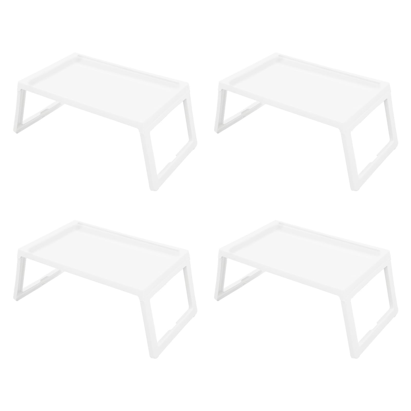 OUKANING Set di 4 tavolini da letto pieghevoli in plastica, robusti tavoli per computer portatile, per divano, divano e letto, supporto per tablet con fessura di ricarica, per mangiare, leggere, casa