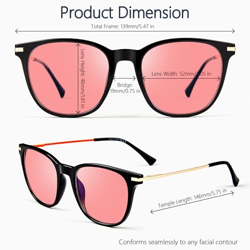 Image of Fluorescent-41 Pink Tinted Blue Light Blocking Glasses for Migraine, Light Sensitivity, Photophobia JF5002