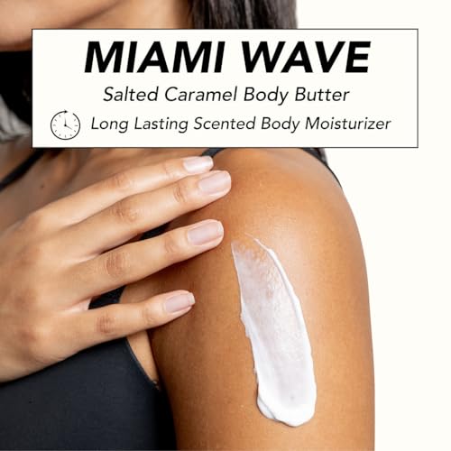 Image of Holler And Glow Miami Wave Salted Caramel Body Butter, Body Butter For Women, Smells Good, Body Lotion For Extremely Dry Skin, Moisturizing, Nourishing, Shea Butter, Coconut, Vanilla Scented, 5.29 Oz