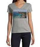 Atspauda Travel The World ES Grau Menorca - Camiseta de algodón con cuello en V para mujer, color gris, gris, S