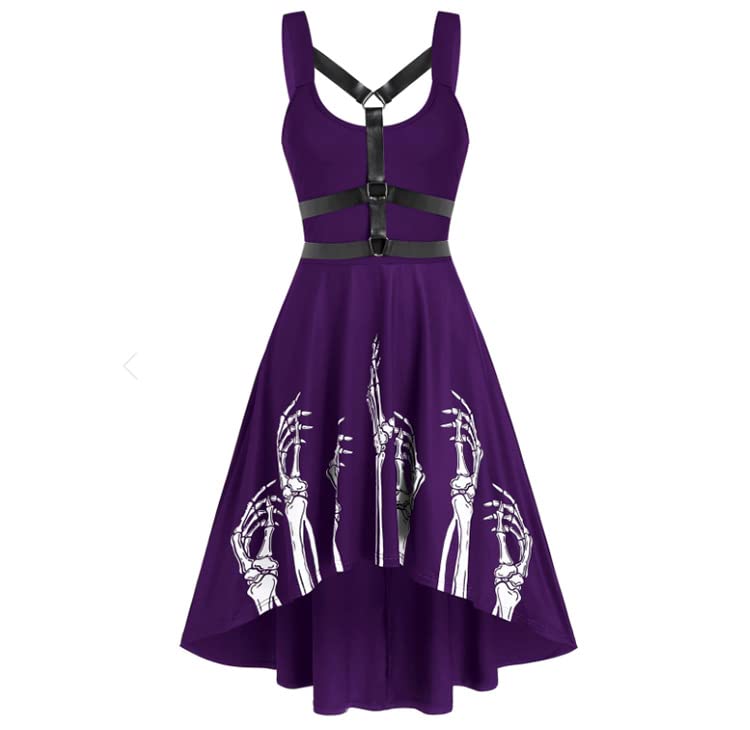 Robe gothique sans manches femme violette XL pour un style punk confortable