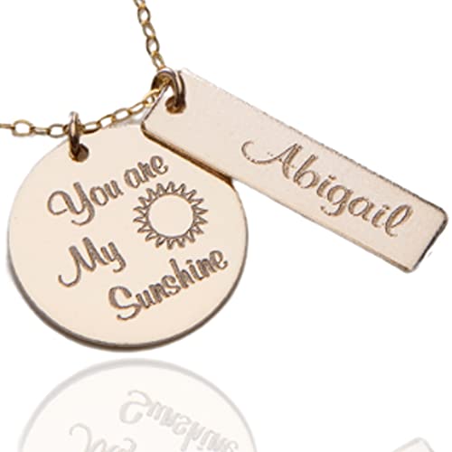You are my Sunshine, Mommy Necklace, Personalized Custom Engraved Children Name Jewelry, Mother s Day Gift, Girl, Daughter, Birthday Gift (CG389N).