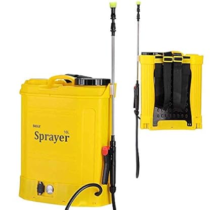 Foto di Pompa Nebulizzatore da Spalla Irroratrice Alimentazione a Batteria 12Ah Ricaricabile Capacità 16Lt Pressione 2-3 BAR Asta Nebulizzante in Acciaio Spallacci Imbottiti e 3 Ugelli di Spruzzatura