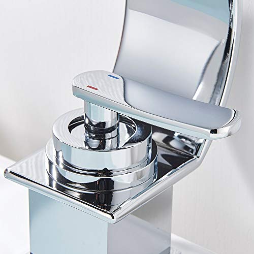 Mitigeur de lavabo à effet cascade créative et commande eau chaude froide - 3