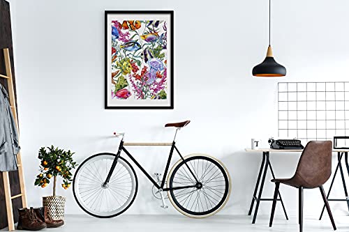 Tableau Monde sous-marin avec cadre en bois Tulup pour salon moderne - 2