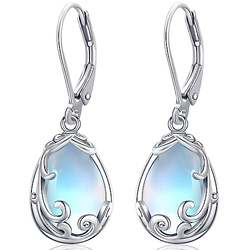 Boucles d'oreilles Chic Pierre de Lune, Boucles d'oreilles Femme en Argent Sterling 925 Boucles d'oreilles goutte d'eau Hypoallergénique Cadeau pour femmes