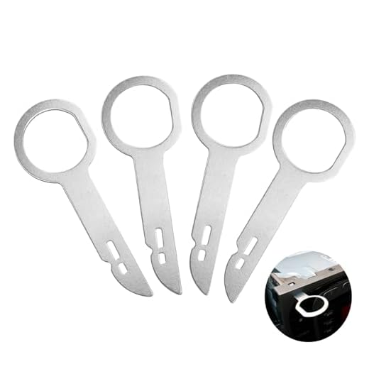 UKOFEW Herramientas Extraccion Radio Coche,4 Piezas Llaves de Extracción de Radio,Aceros Inoxidables Llave de Desbloqueo de Radio de Coche Compatible con la Mayoría de Las Radios de Coche