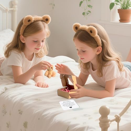 Pocket Hug Positive Mini-Teddybär, Bär In Einer Box Mini-Plüsch Figuren Lustige Teddy-bär Puppe Sorgenbär-Umarmung in Einer Box Kleines Tier Mit Inspirierender Karte für Frauen Babyparty Freunde