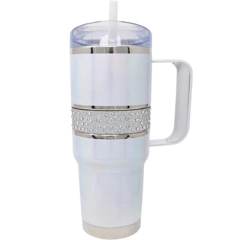 Hollywood Hydration Mug 32 Oz | Premium Stainless Steel Travel Mug - Hot and Cold, 3-Layer Insulation, Sturdy Handle - Durable & Stylish On-the-Go Companion | White