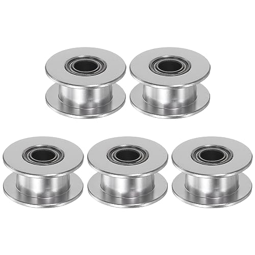 HARFINGTON 5pcs 2GT Idler Pulley 5mm Bore 18mm Dia. Aluminum Timing Belt Toothless for 6mm Width Belt 3D Printer CNC Mac