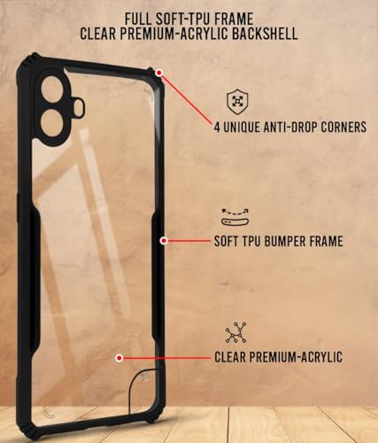 Image of Jkobi Back Case Cover for Nothing CMF Phone 1 (Shockproof with Polycarbonate Clear Panel | Professional Black)