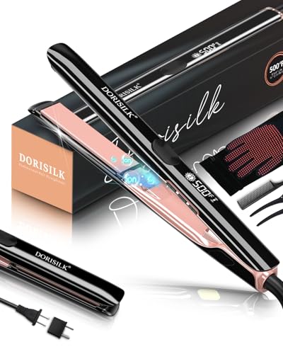 DORISILK Piastra per Capelli Professionale ad Alta Temperatura 500ºF, Piastra in Ceramica a Riscaldamento Rapido in 30s, 2 in 1 Lisciante e Arricciacapelli, Piastra al Plasma per Capelli Senza Crespo