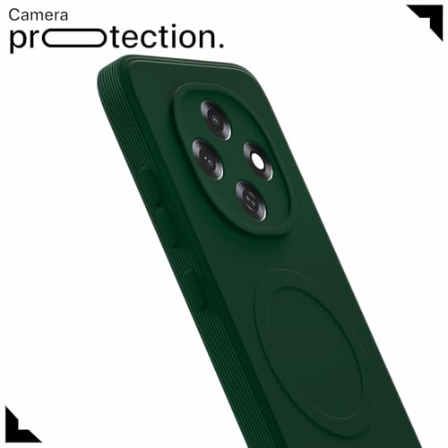 Image of Pikkme Back Cover for Oppo F31 Pro 5G Soft Matte Silicone Mag-Safe Design (Mag-Safe Not Support) Camera Protection | Slim Fit Bumper Cover (Green)