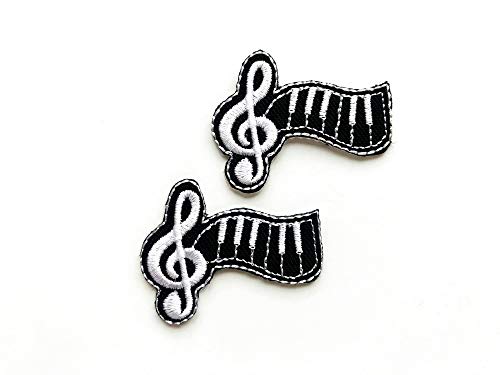 Tyga_Thai Th Set Of 2 Tiny. Mini Cute Black Note G Clef Music Note Patches Sew Iron thumb #1