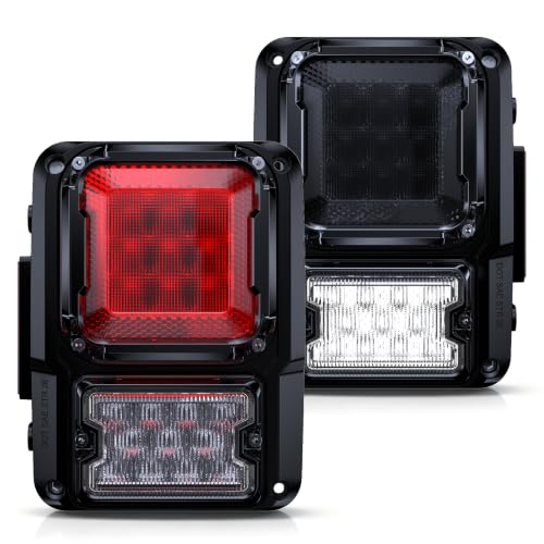 Image of DOT Approved Dark Smoke LED Tail Lights with 40W Super Bright Reverse Light Compatible with 2007-2017 Jeep Wrangler JK JKU 2 Door / 4 Door, EMC Build-in