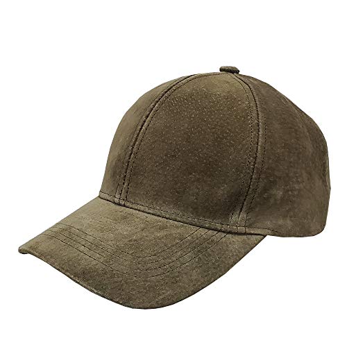 Emstate Suede Leather Unisex Baseball Caps Made in USA (Olive)