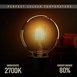 DC VOLTAGE Vintage Bayonet LED Bulb, G95 8W Edison Globe B22 Dimmable LED Filament Warm White 2700K Amber Glass Retro Style Old Fashioned Lighting Decorative Energy Saving Bulb - Pack of 1 - Image 8