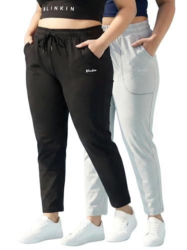 Image of BLINKIN Ankle Length Plus Size Cotton Track Pant for Woman | Ultimate Summer Lowers & Pajama for Women Pack of 2 (combo-plus-86)