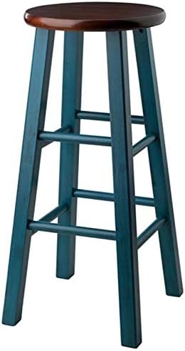 Winsome Wood Ivy Model Name Stool, Rustic Teal/Walnut 13.6x13.6x29.1