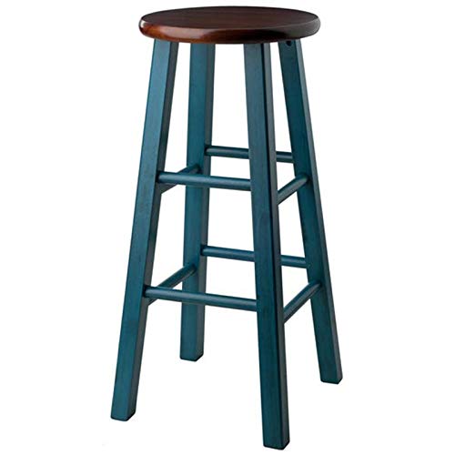 Winsome Wood Ivy Model Name Stool, Rustic Teal/Walnut 13.6X13.6X29.1 #TOP7
