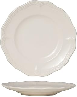 Unknown1 Cottage Salad Plates Set of 4 White Solid Casual Traditional Round Stoneware Piece Microwave Safe