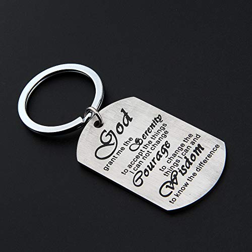 HOLLP Religious Jewelry God Grant Me The Serenity Prayer Quote Dog Tag Keyring Christian Gift Inspirational Bracelet3