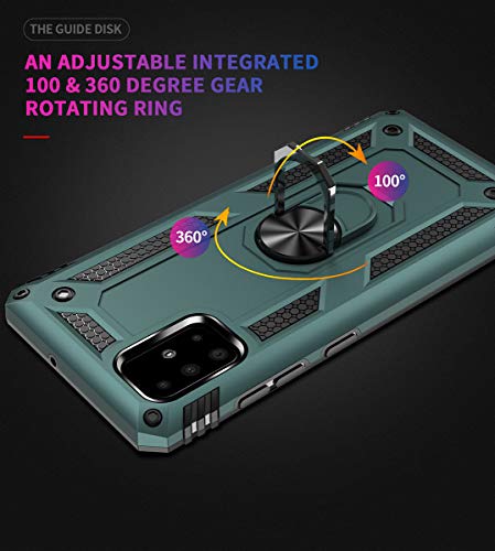 Custodia Per Samsung Galaxy A71 5G [Grado Militare] Cover Antiurto Per Samsung Galaxy A71 5G Custodia Antigraffio Con Anello Di Supporto Per Auto Cavalletto Per Samsung Galaxy A71 5G - Verde Acqua - 4