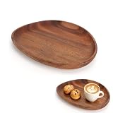 YPLANGENT Holztablett Oval 26x21x2cm Serviertablett Holz Deko Tablett Kleines Tablett Als KüChentablett FrüHstüCkstablett und Kerzentablett für KüChe Deko Couchtisch Deko für Zuhause Hotel Restaurant