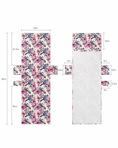 Pink Spring Floral Beach Lounge Chair Towel Cover, Soft Chaise Lounge Towel with Side Pockets Patio Pool Chairs Cover for Beach/Pool Sunbathing 29x85 Vintage Birds Summer Botanical