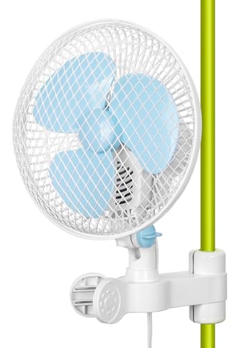 ARKAMP Grow Tent Clip Fan 6 Inch Oscillating Grow Tent Clip on Fan for Pole Mount 0.59-1 inch, Small Growing Monkey Fan Oscillation for Hydroponic, 20W 2-Speed Super Quiet with Heavy Duty Clamp