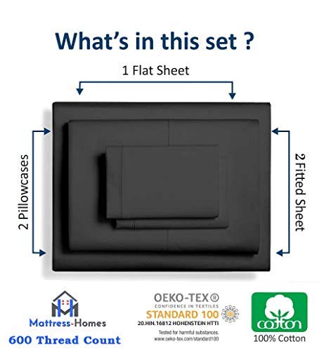 Image of Mattress-Homes Split King Size 5 Piece Sheet Set Bed Cotton Split King Sheets Adjustable Twin XL Fitted Sheets Deep Pocket 15-18 Inch, Soft Breathable Adjustable Bed Sheets Dark Grey Solid