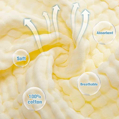 Tudomro 20 Pack Muslin Burp Cloths 20 x 10 Inch Absorbent Washcloths 6 Layers 5 Colors Baby Rags Towels Gentle Absorbent Soft Infant Essentials for Newborn and Toddlers Boys & Girls Milk Spit up Rags3