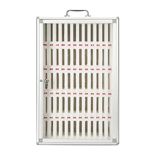 Image of Cell Phone Storage Box 12-60 Slot Mobile Phone Storage Cabinet Aluminum Alloy Phone Lock Box Wall Mounted for School Factory Company(Silver-A,60)
