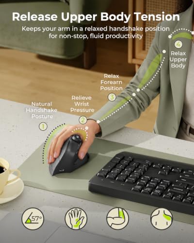 Image of seenda MOU-302 Wireless Bluetooth Ergonomic Vertical Mouse with Volume Knob