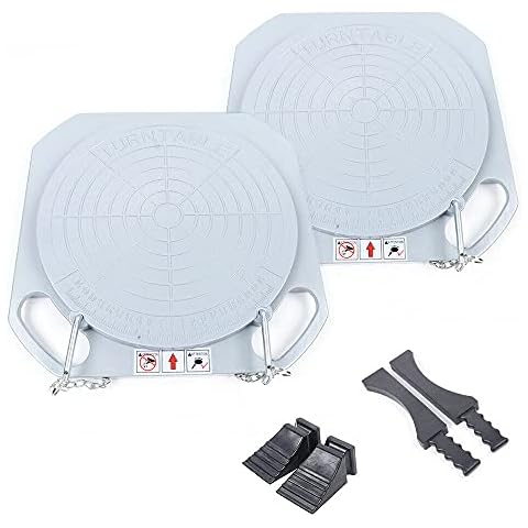 Futchoy Two-Piece 345mm Wheel Alignment Tool Turntable Car Truck Wheel Alignment Turntable Durable for Garage or Auto Repair Shop Cover