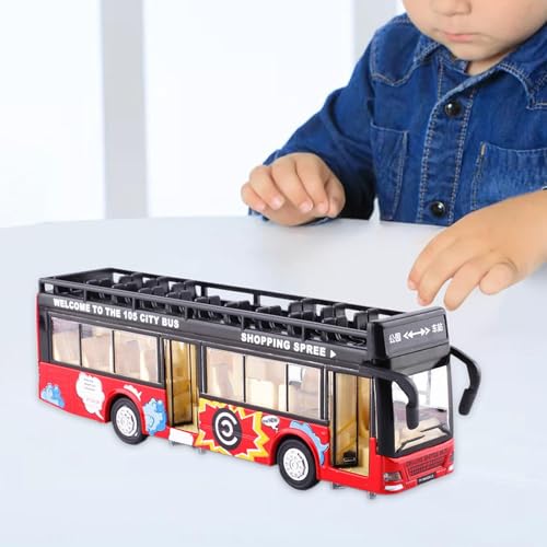 Autobús de juguete pull back de aleación fundida en color rojo miniatura 5