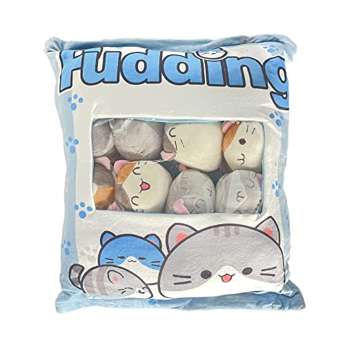 Kawaii - Cojín de peluche con diseño de peluche con mini muñecas blandas, diseño de peluche de peluche de peluche de peluche con cojín decorativo para el hogar, regalo para niños/adultos