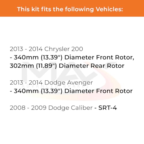 Image of Max Advanced Brakes Front & Rear Brake Kit Compatible With 2013 2014 Chrysler 200 Compatible With Dodge Avenger Calibe Replacement Premium OE Disc Brake Rotors and Ceramic Brake Pads