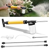 Adjustable Powder Duster with 4 FT Extension Pole, Manual Pump Sprayer for Diatomaceous Earth and Fine Garden Powder, Handheld Dispenser Tool for Home and Yard Maintenance (Yellow)