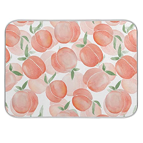 ZzWwR Sweet Pink Peaches 16 x 18 pulgadas, tapete absorbente para secado de platos, microfibra para encimera de cocina, protector de mesa multiusos, estante escurridor de fregadero