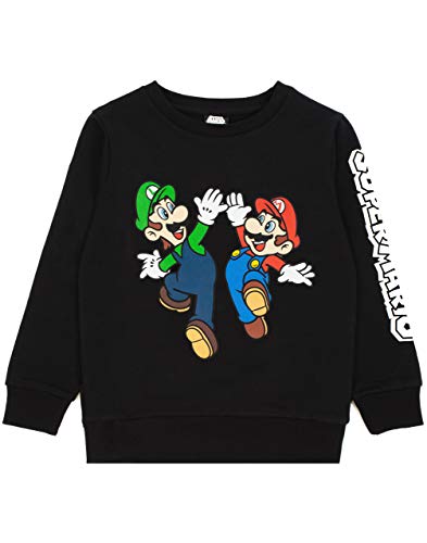 Super Mario Sweatshirt Luigi Character Gamers Black Long Sleeve Kids Boys Jumper3