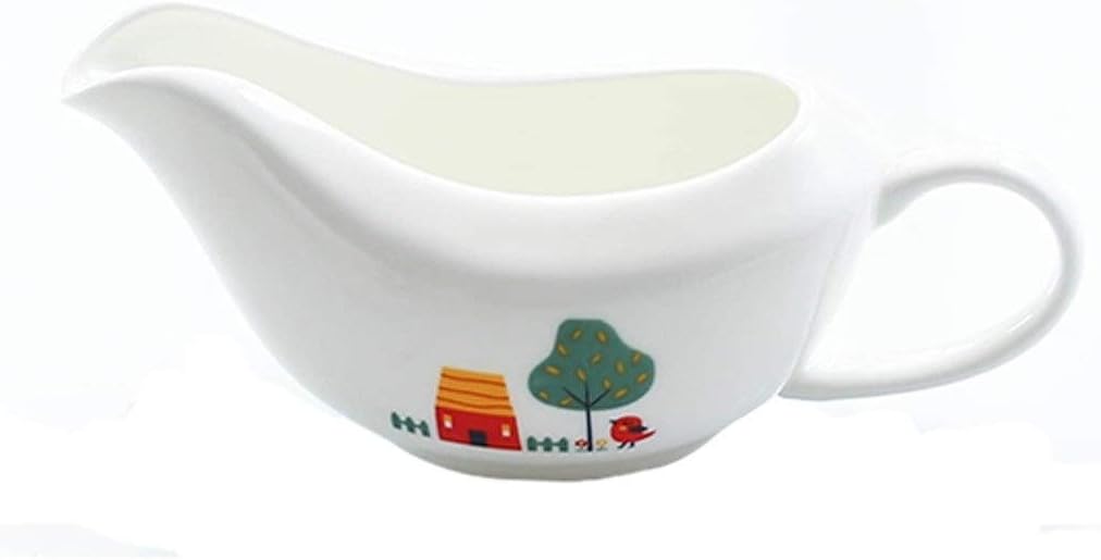 Gravy Boat Porcelain Gravy Boat and Tray Ceramic Make Sauce Boat with Tapered Spout Porcelain Gravy Boat Tableware Porcelain Easy Pouring Sauce Stainless Steel Doubl (B)