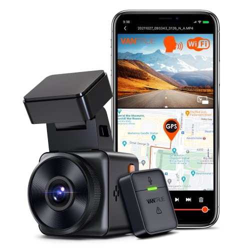 VANTRUE E1 Mini Dash Cam Front 2.5K, WiFi Dual GPS Dash Camera Wireless and Voice Control, Dashcam for Cars with HDR Night Vision, 24h Buffer Parking Mode, G-Sensor, Supercapacitor, Support 512GB
