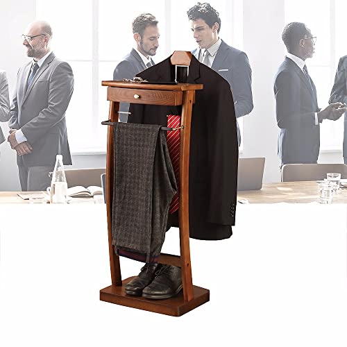 Support à Costumes en Bois et Porte-Vêtements sur Pied avec Tiroirs pour Chambre