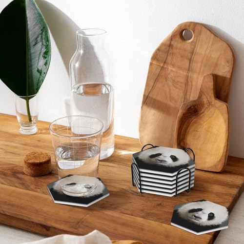 Dessous de verre panda en céramique avec support, idée cadeau déco maison originale