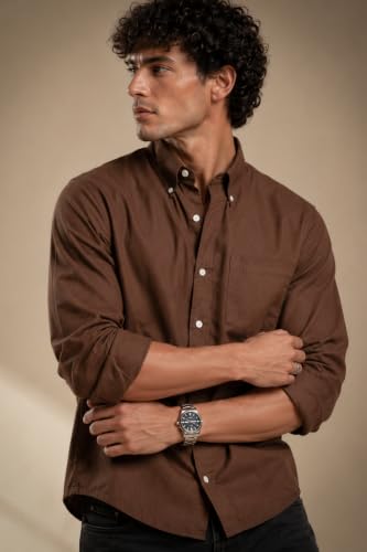 HYPESIGHT Store HYPESIGHT Brown Plain Shirt for Men - Image 4