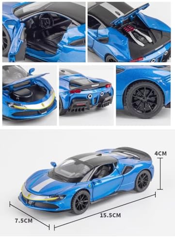 Image of 1:32 Scale Ferrari SF90 Toy Car | Metal Pullback Diecast Car for Kids with Openable Doors, Sound, Light Effects Toy for Car Enthusiasts (Color As Per Available), Red